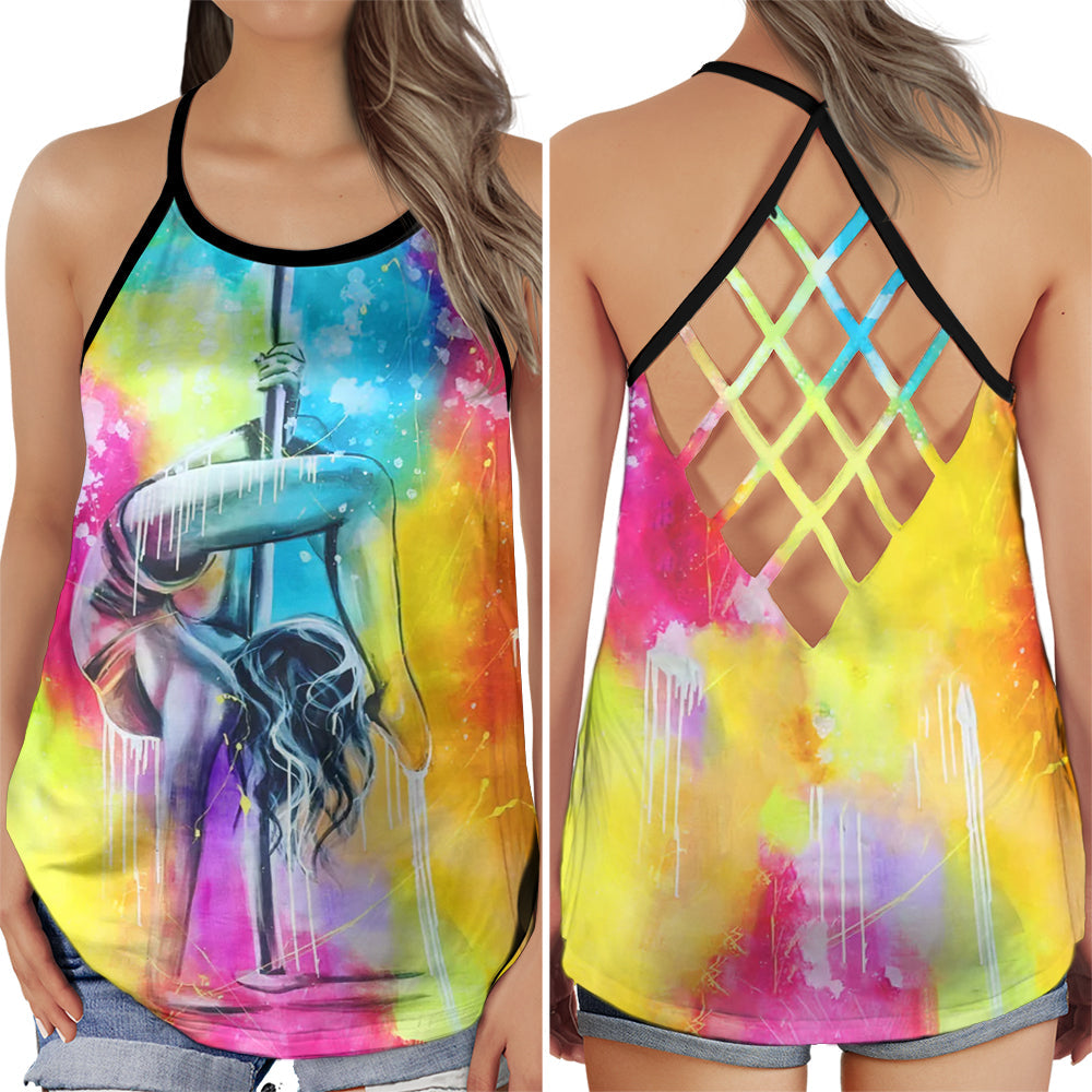 Pole Dance Bright Soul Colorful Hollow Tank Top For Studio Practice And Festival Wear