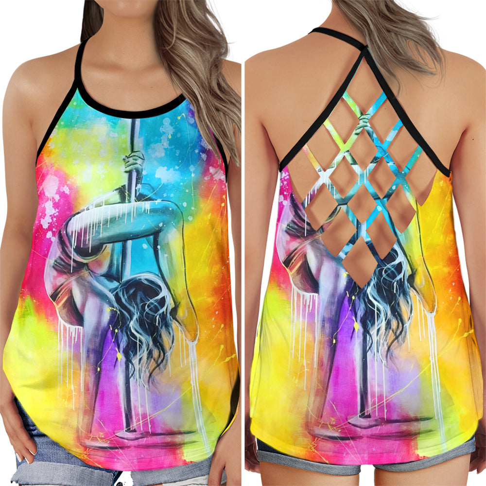 Pole Dance Colorful Soul Energy Hollow Tank Top For Studio Practice And Festival Wear