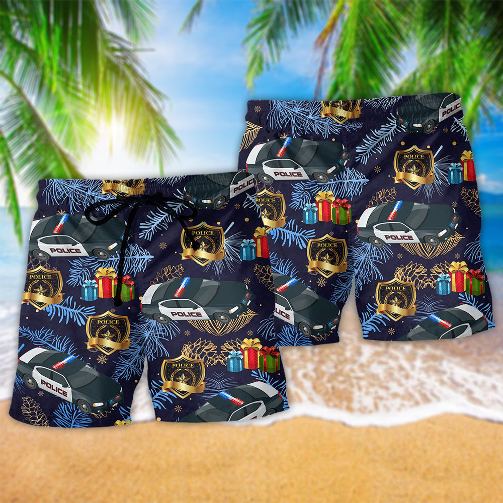 Police Christmas Appreciation Gift Beach Shorts For Summer Vacation And Coastal Travel