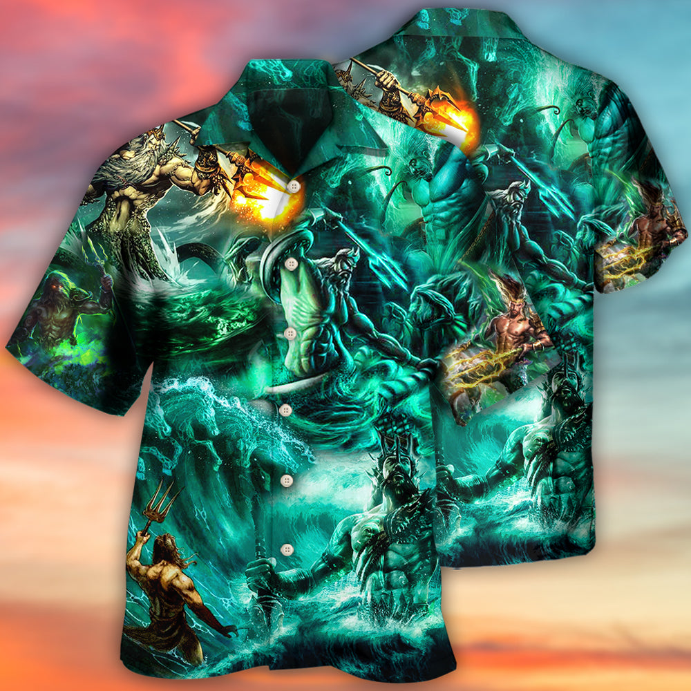 Poseidon Faith Seas Hawaiian Shirt Artwork View For Weekend Travel And Beach Style