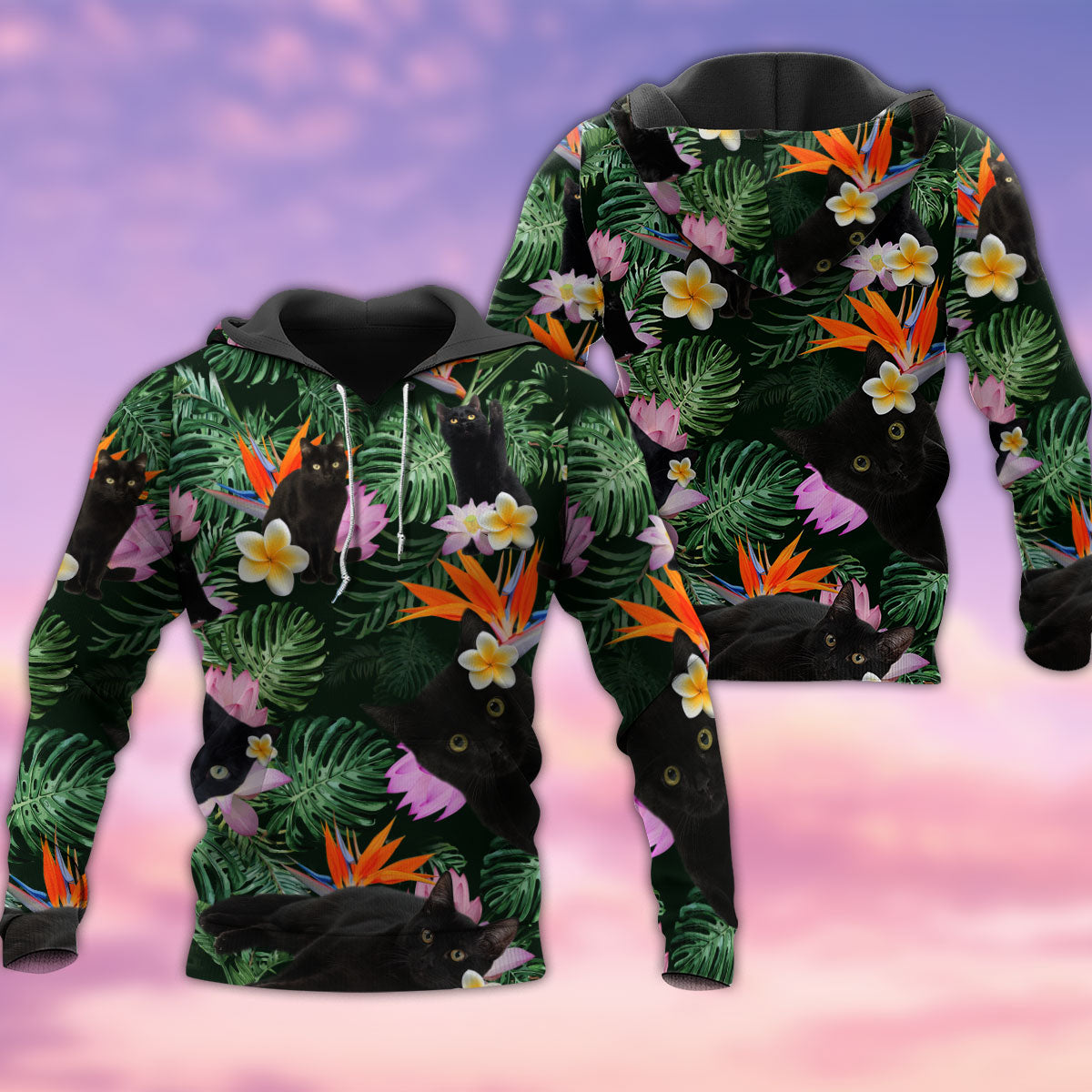 Purple Cat Flowers Lovely Hoodie For Nature Lovers Everyday Adventures And Thoughtful Gifting