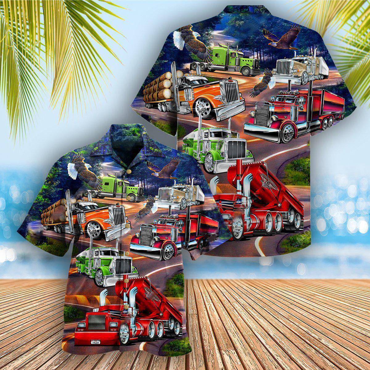 Truck Proud American Trucker Eagle Hawaiian Shirt For Beach Parties And Weekend Getaways