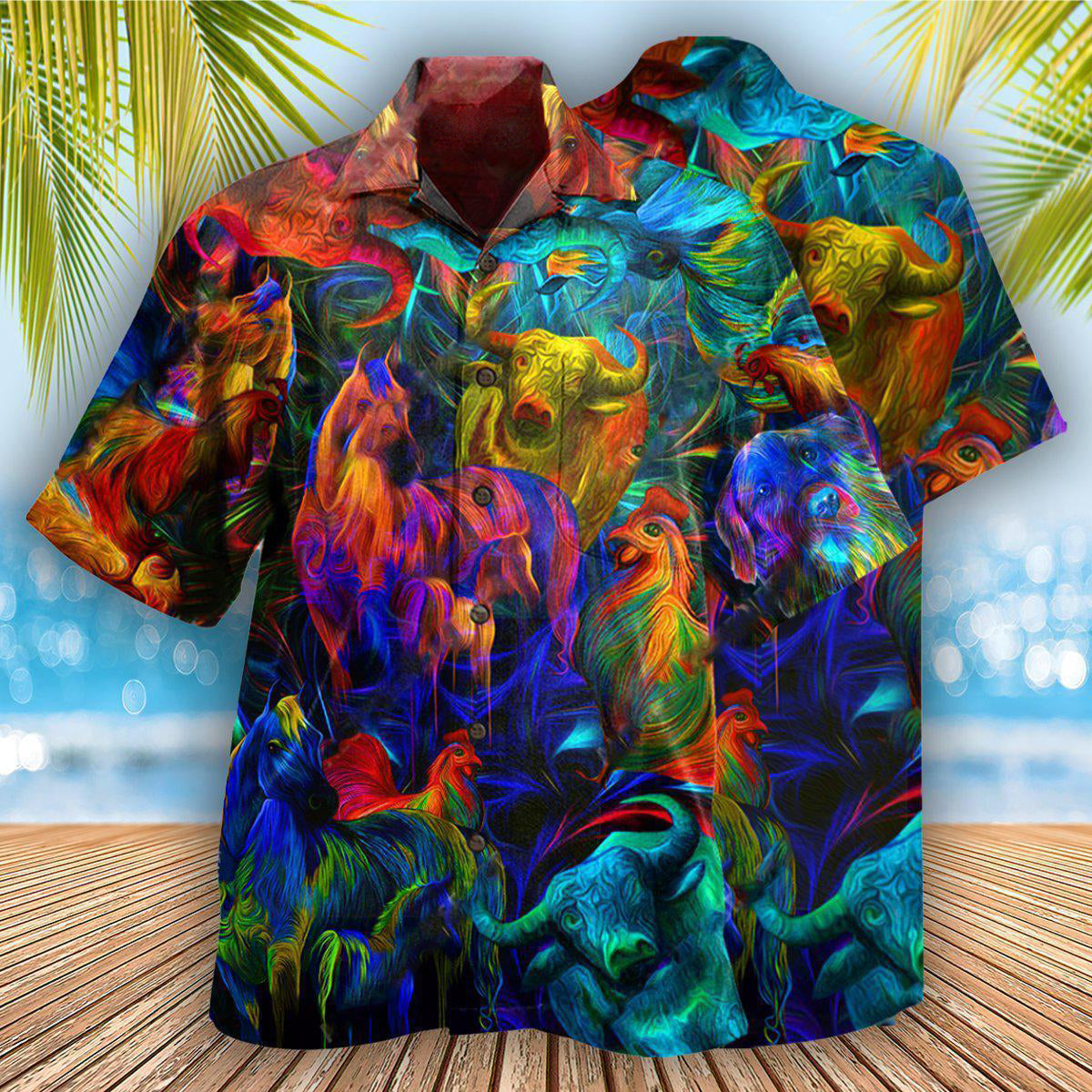 Farm Life And Wildlife Hawaiian Shirt With Detailed Graphic For Island Trips Summer Gatherings And Comfortable Daily Wear