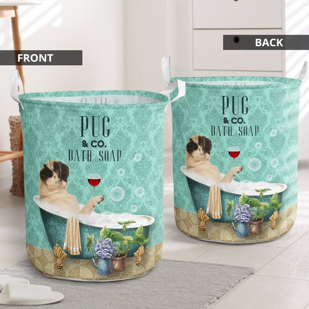 Pug And Bath Soap Laundry Basket For Room Home Organizer