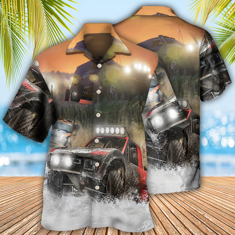 Off Road Racing Hawaiian Shirt With All Over Print For Summer Events Coastal Travel And Comfortable Styling