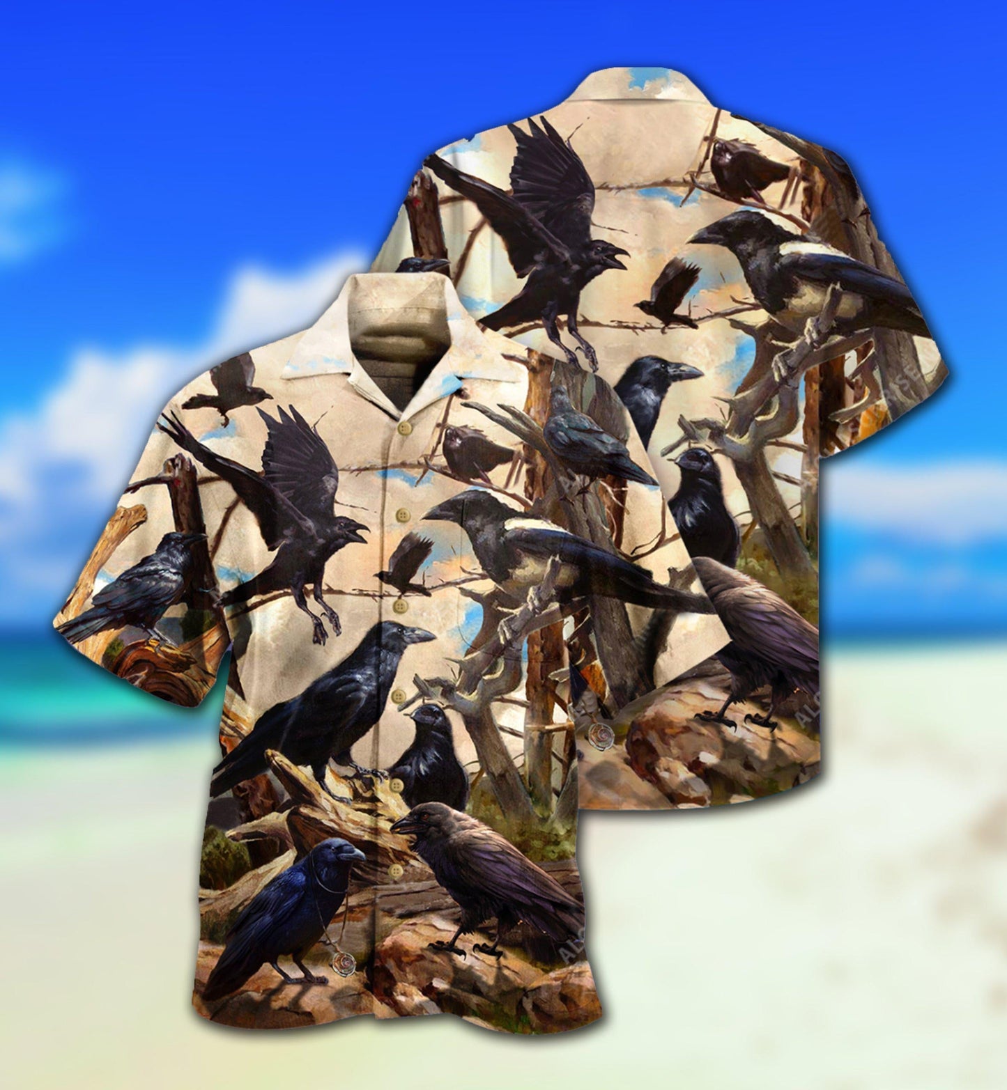 Raven Crows Hawaiian Shirt Design Detail For Sunny Adventures And Casual Wear