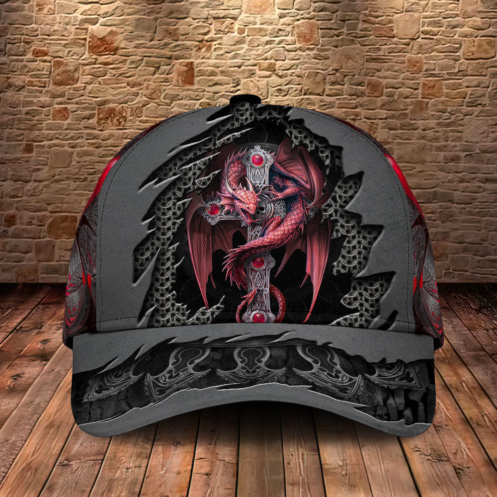 Strong Red Dragon Vintage Classic Cap For Festivals Holidays And Comfortable Everyday Wear
