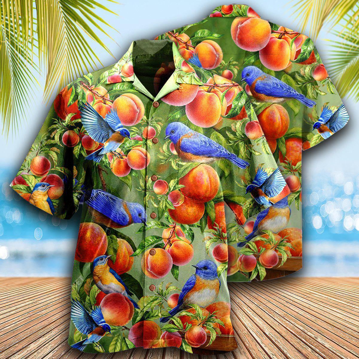 Blue Robin Bird Hawaiian Shirt With Detailed Graphic For Island Trips Summer Gatherings And Comfortable Daily Wear