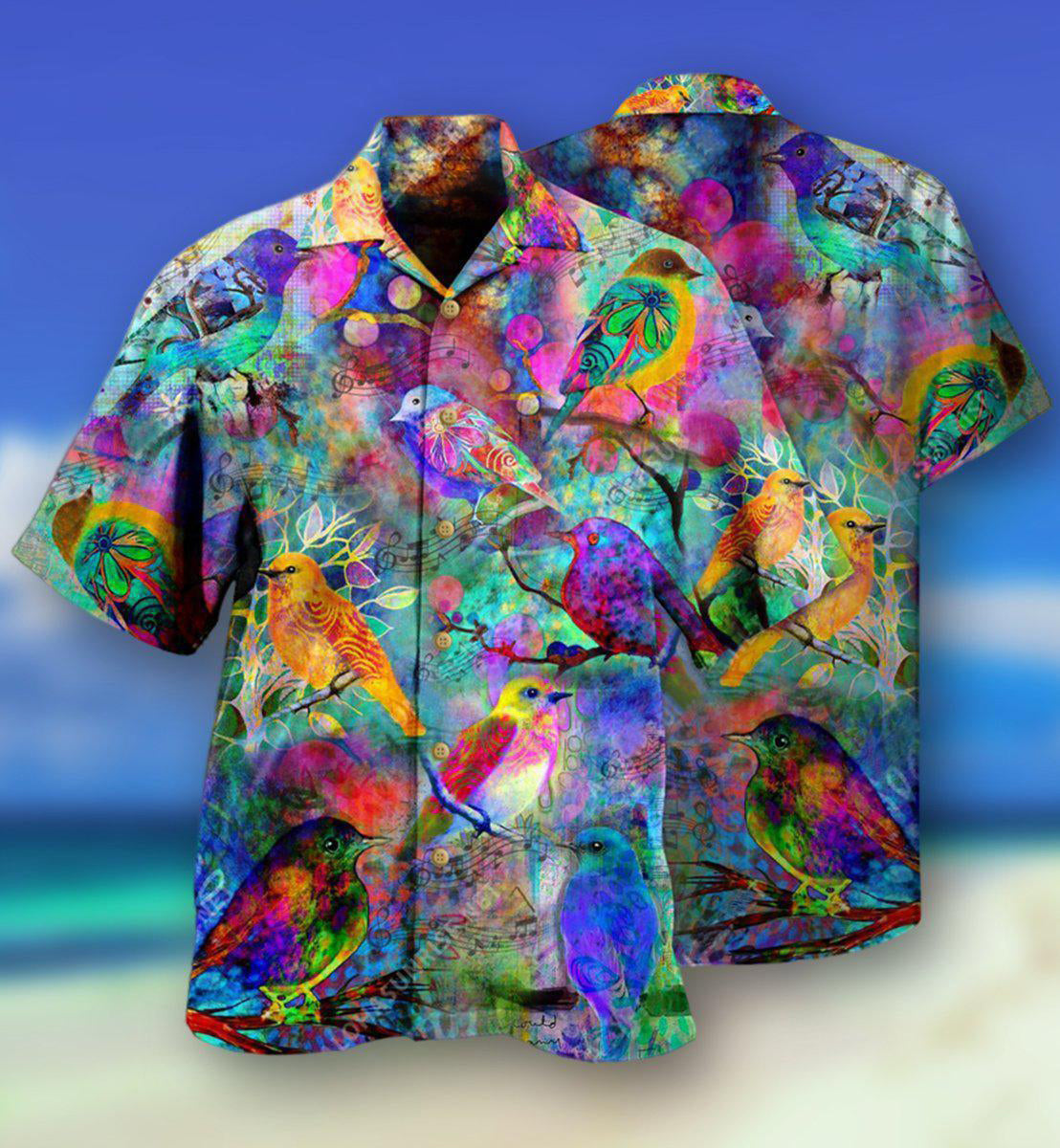 Colorful Robin Bird Hawaiian Shirt With Detailed Graphic For Tropical Escapes Resort Wear And Outdoor Celebrations