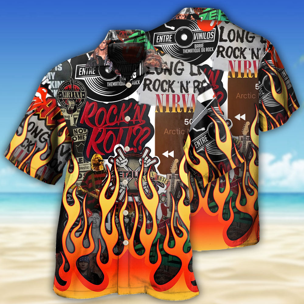 Flame Red Music Notes Hawaiian Shirt With All Over Print For Beach Getaways Resort Outings And Thoughtful Gifting