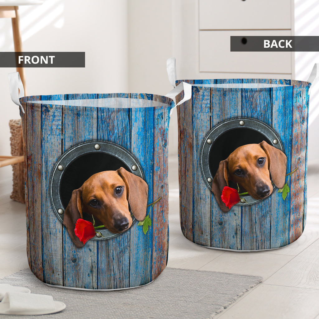 Romantic Dachshund Laundry Basket For Room Home Organizer
