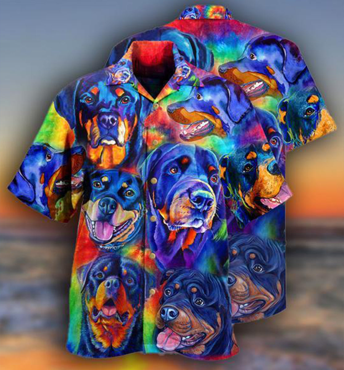 Rottweiler Hawaiian Shirt Design Detail For Beach Days And Holiday Travel