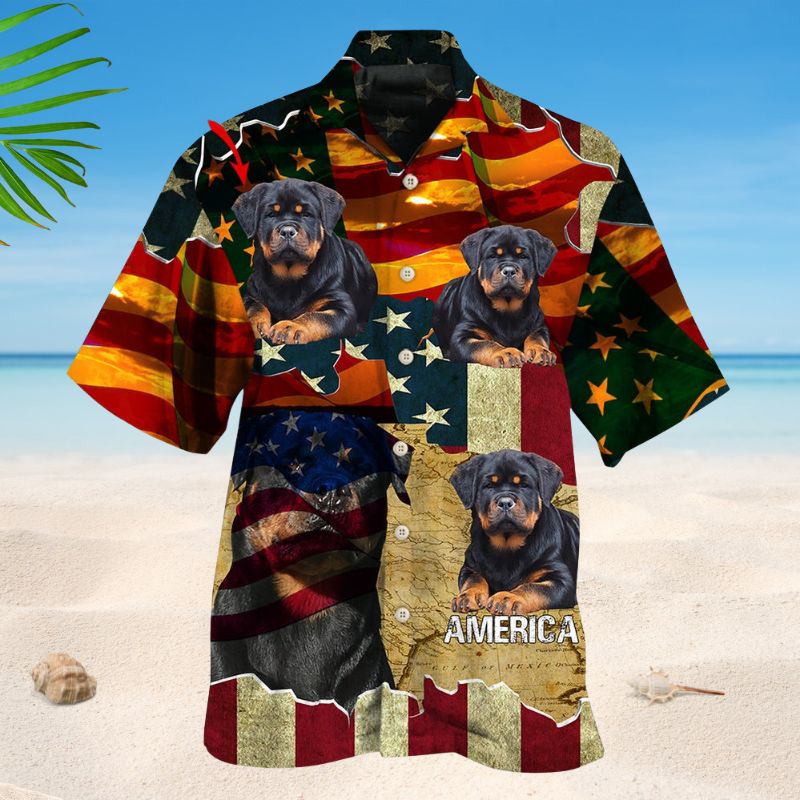 American Rottweiler Sunset Photo Hawaiian Shirt For Holiday Gatherings, Coastal Trips, And Proud Seasonal Style