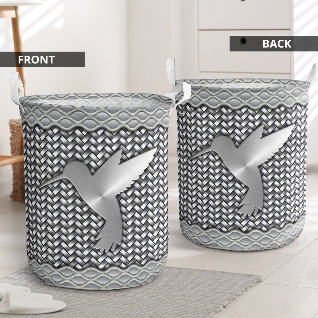 Bird Silver Wicker Laundry Basket For Bathroom Bedroom Storage