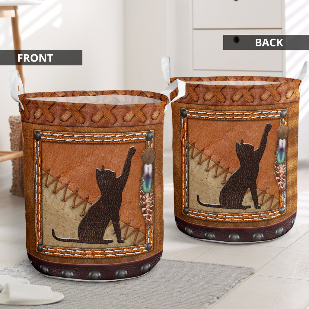 A Cute Cat Brown Laundry Basket For Bathroom Bedroom Storage