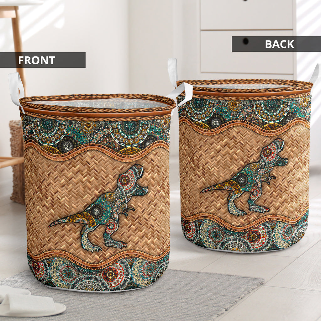 Dinosaur Wicker Mandala Laundry Basket For Bathroom Bedroom Storage