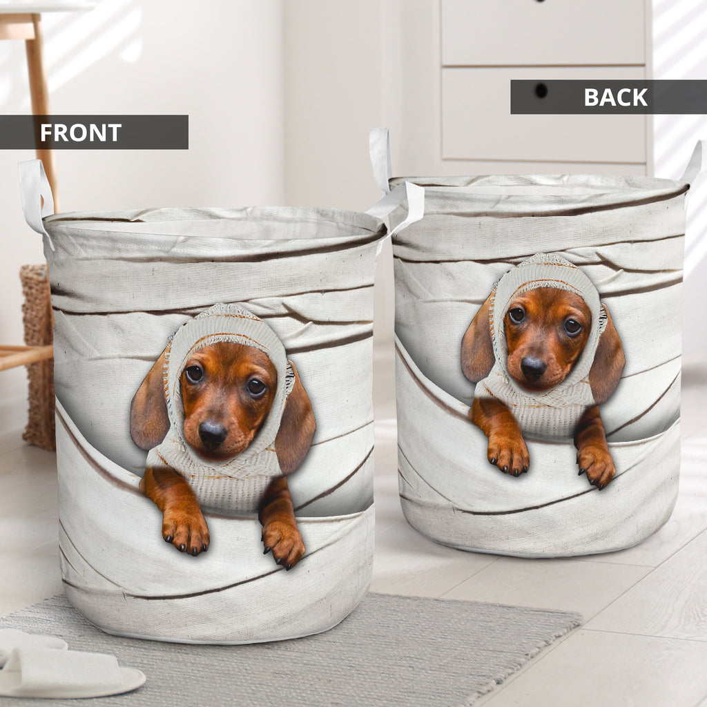 A Cute Dachshund Bandage Laundry Basket For Bathroom Bedroom Storage
