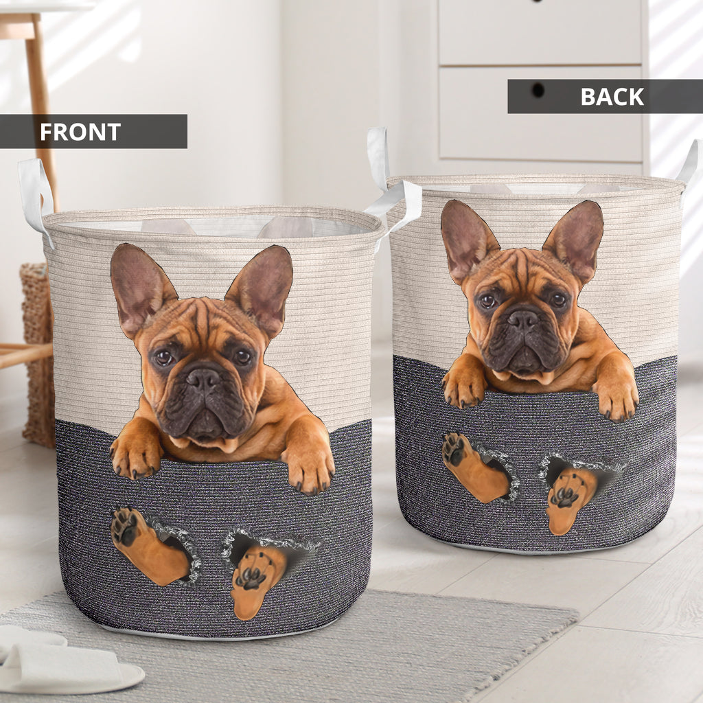 French Bulldog Hole Laundry Basket For Bathroom Bedroom Storage