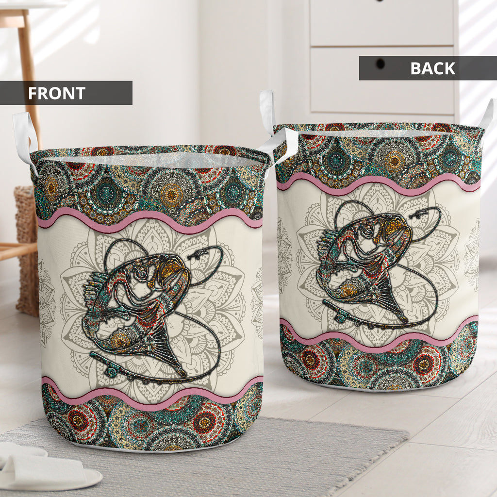 Fishing Mandala Laundry Basket For Bathroom Bedroom Storage