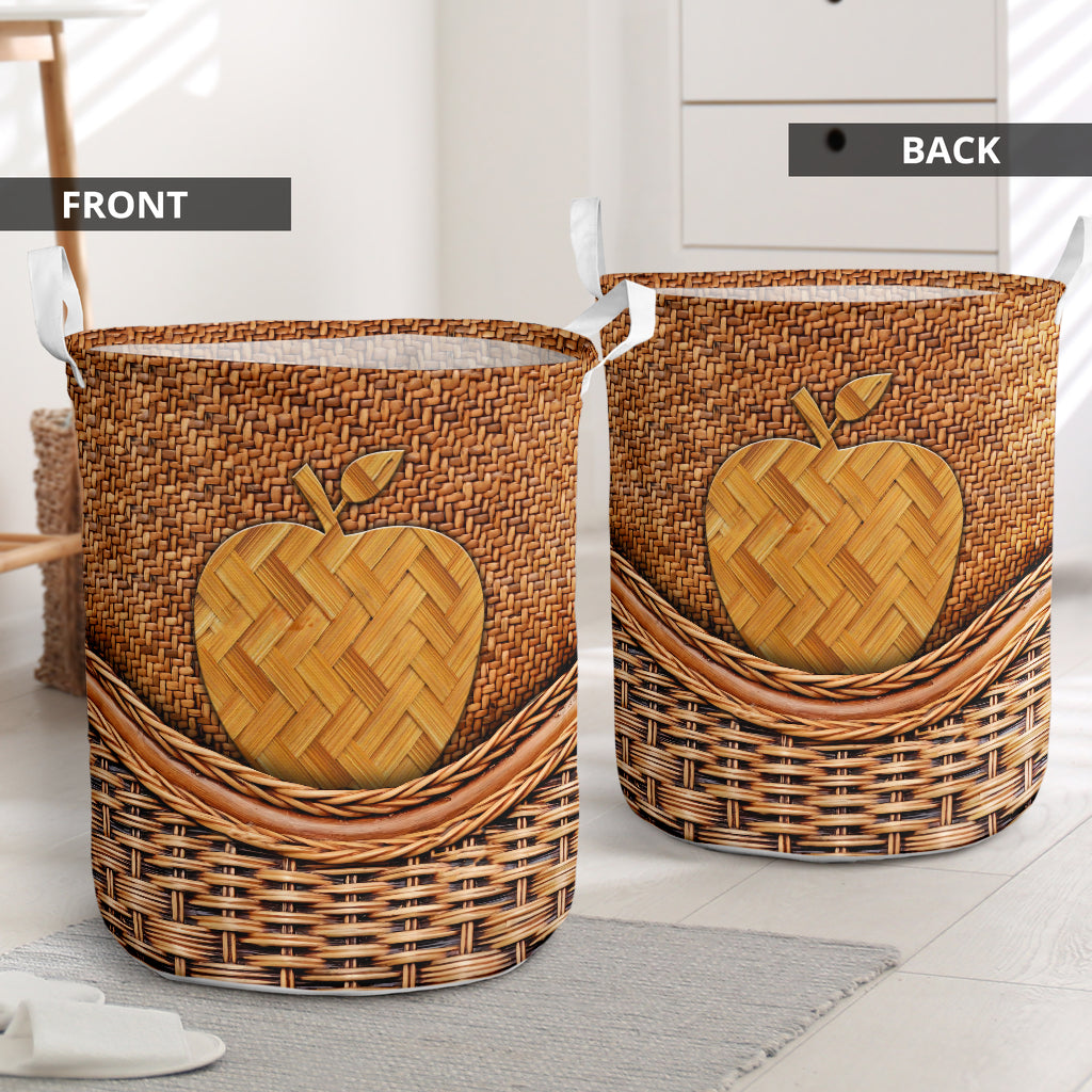 Amazing Apple Teacher Wicker Laundry Basket For Bathroom Bedroom Storage