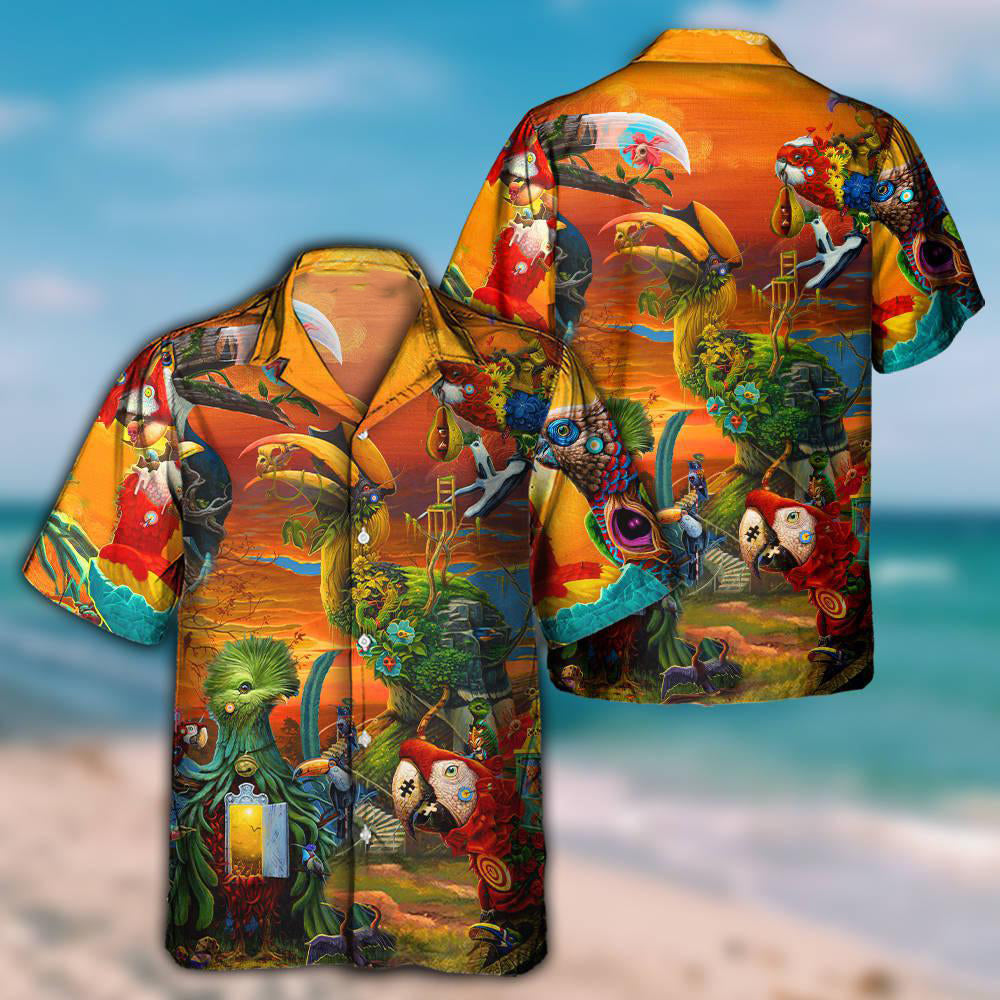Parrot Flock Pigeon Hawaiian Shirt For Coastal Adventures And Warm Weather Wear