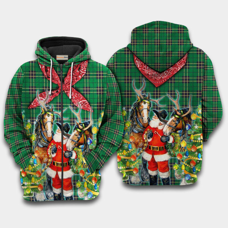 Santa Cowboy Christmas Hoodie For Christmas Events Holiday Travel And Comfortable Casual Outfits