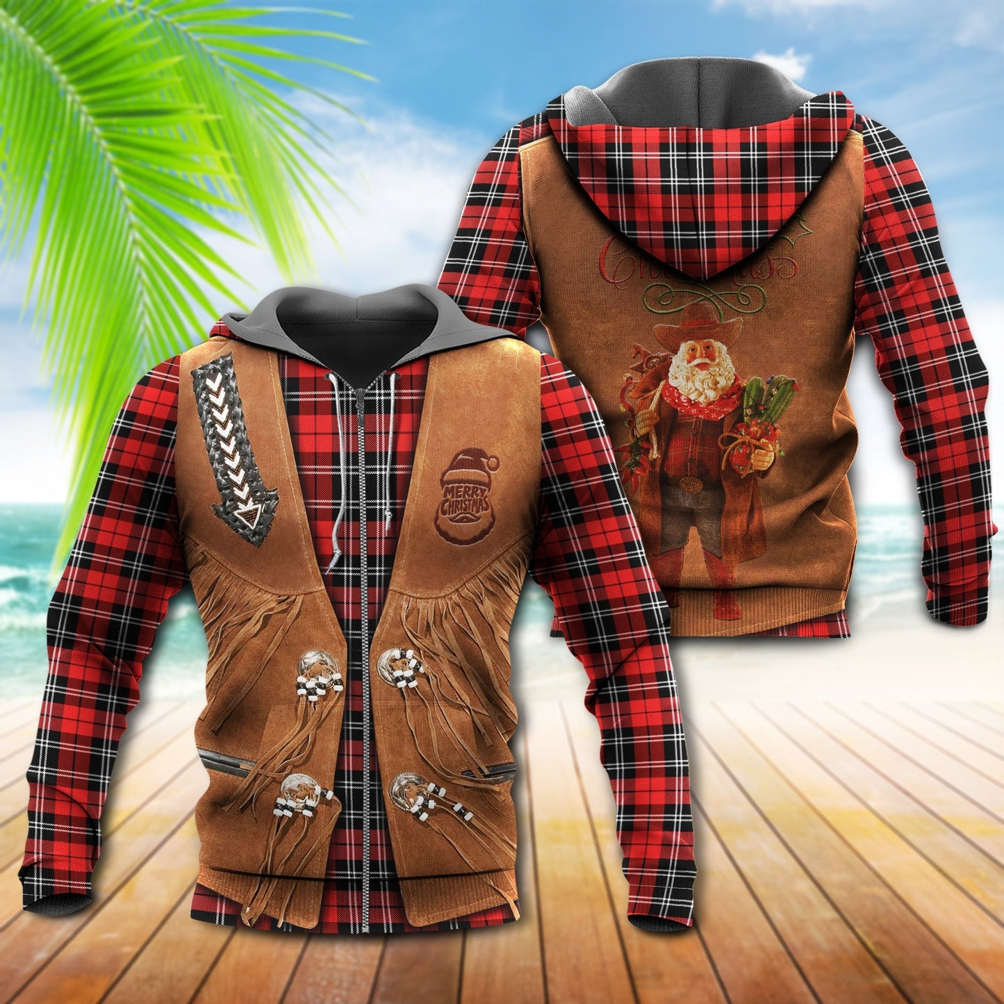 Santa Cowboy Christmas Hoodie For Christmas Gatherings Outdoor Trips And Relaxed Seasonal Style