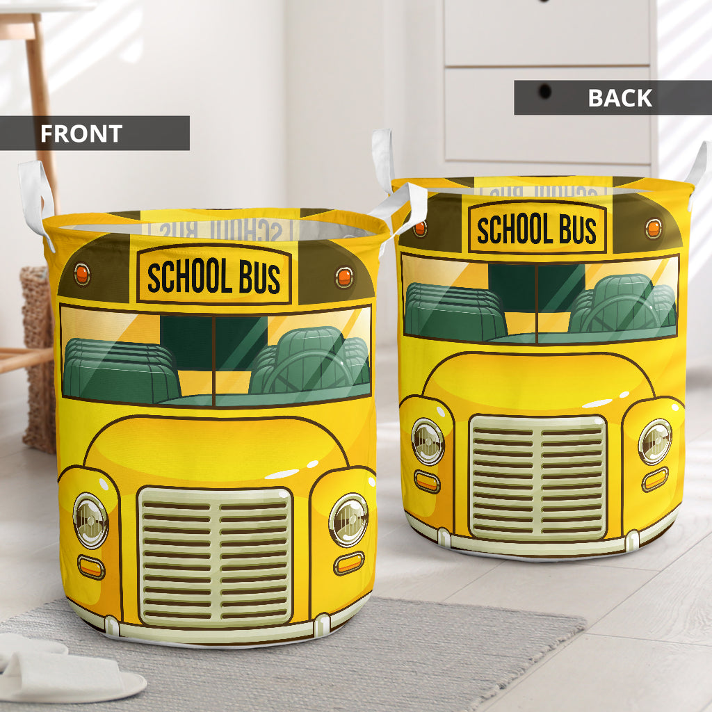 School Bus Bright Colors Laundry Basket For Room Home Organizer