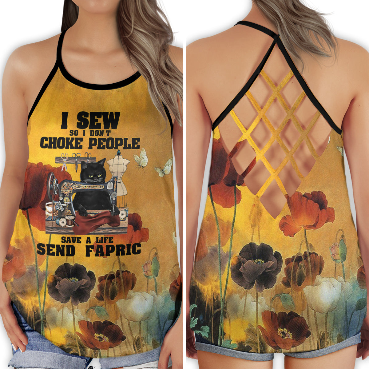 Sewing Is My Life Hollow Tank Top For Yoga Workouts And Casual Wear