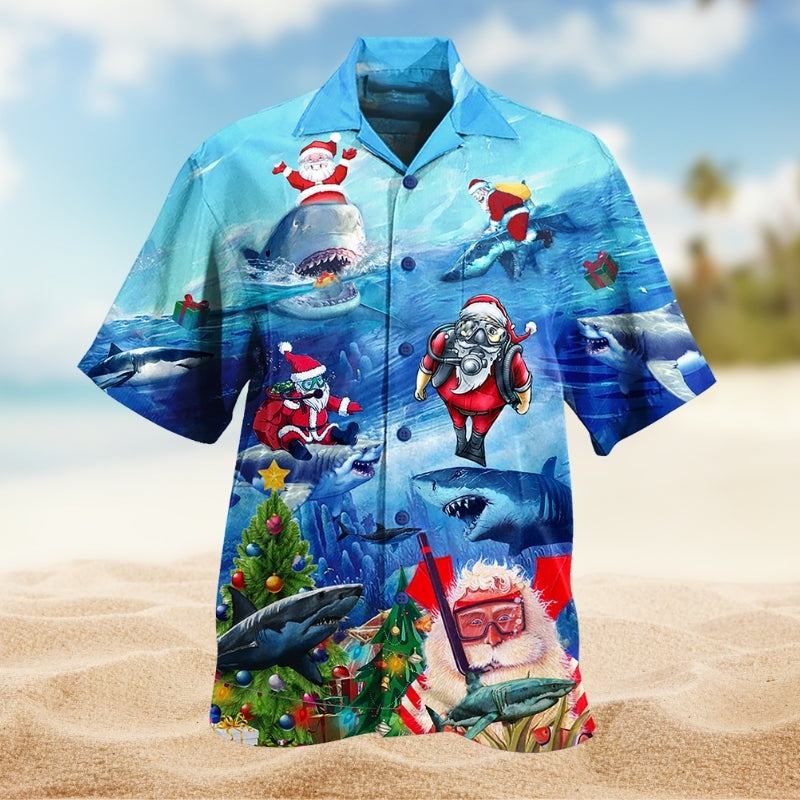 Christmas Dragon Family Light Hawaiian Shirt Relaxed Style View For Summer Travel