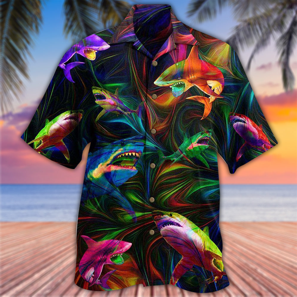 Neon Shark Hawaiian Shirt For Poolside Relaxation And Sunny Getaways