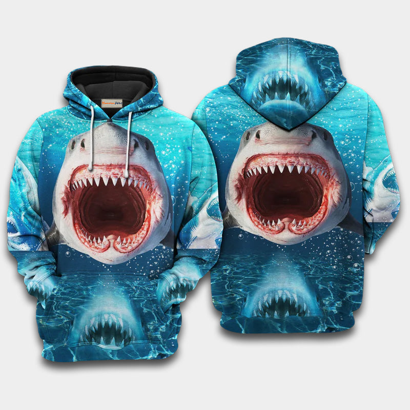 Shark Show Teeth Hoodie For Beach Trips Weekend Outings And Relaxed Streetwear