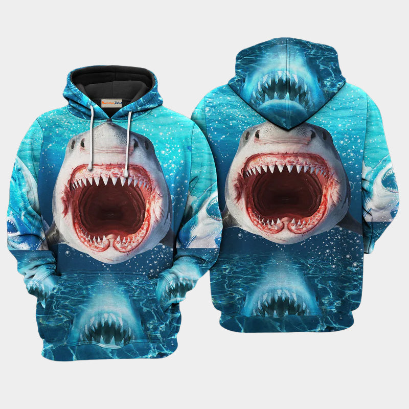 Shark Show Teeth Ocean Hoodie For Beach Lovers Outdoor Activities And Thoughtful Gifts
