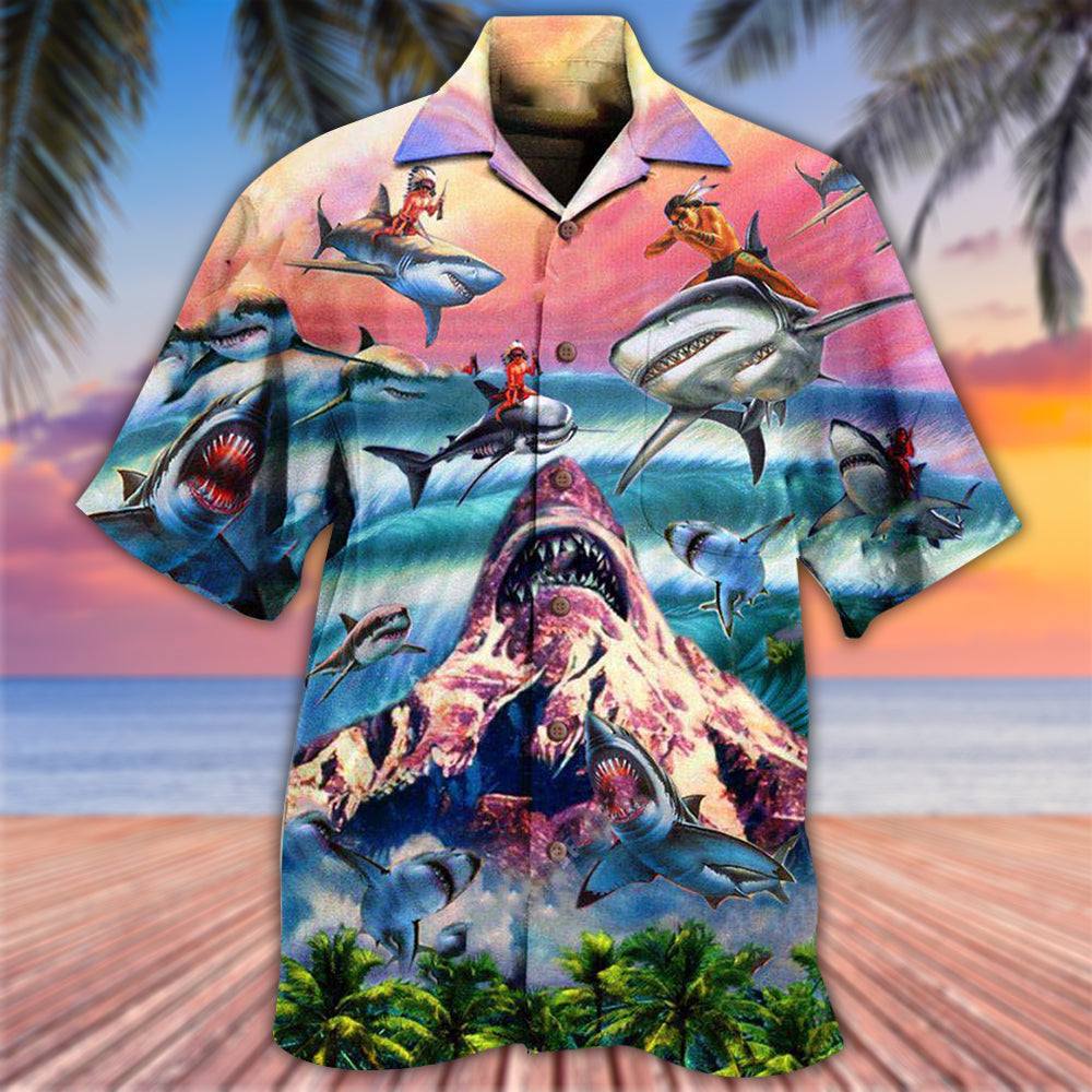 Shark Still Hawaiian Shirt Artwork View For Weekend Travel And Beach Style