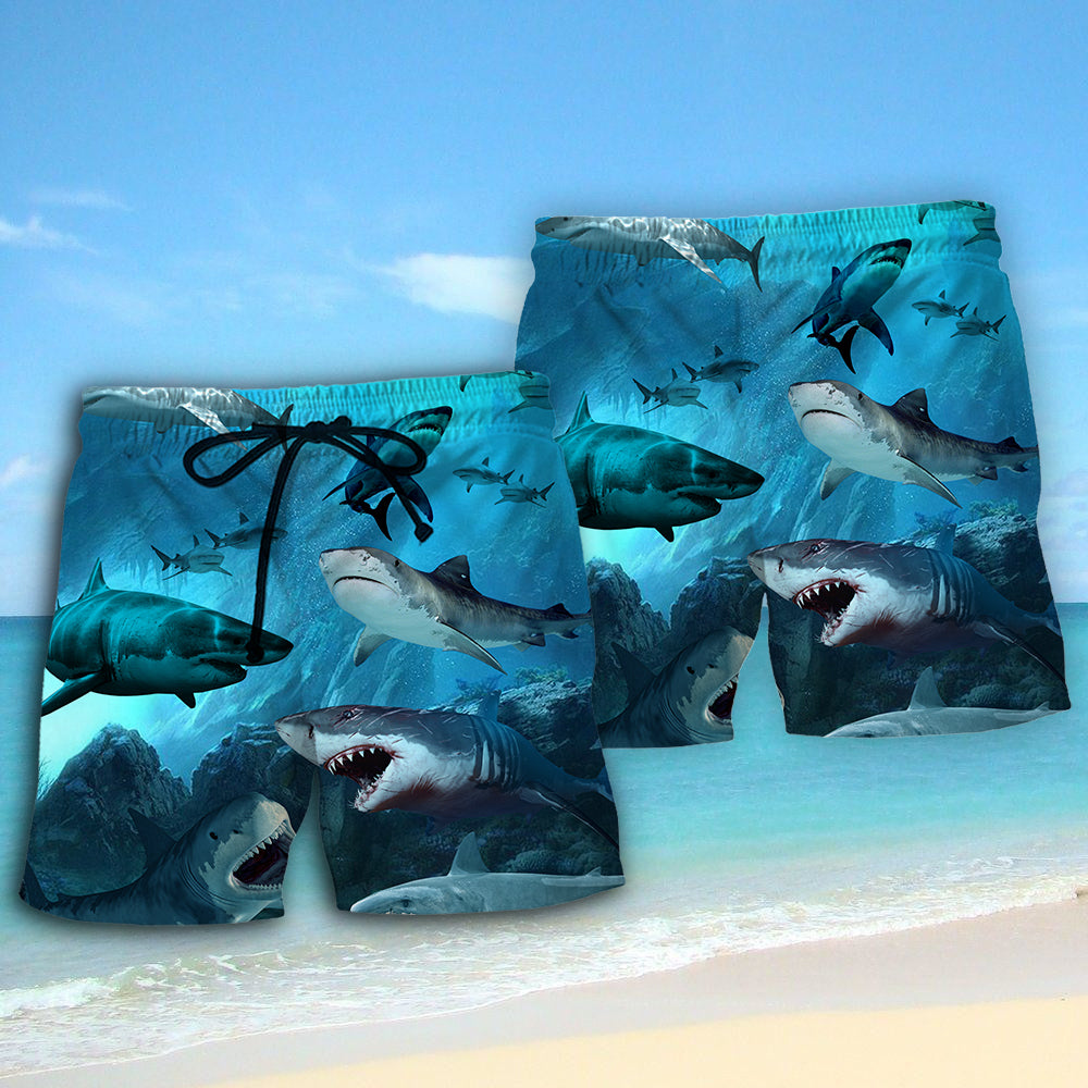 Shark Fresh Blue Ocean Beach Shorts For Summer Vacation And Coastal Travel