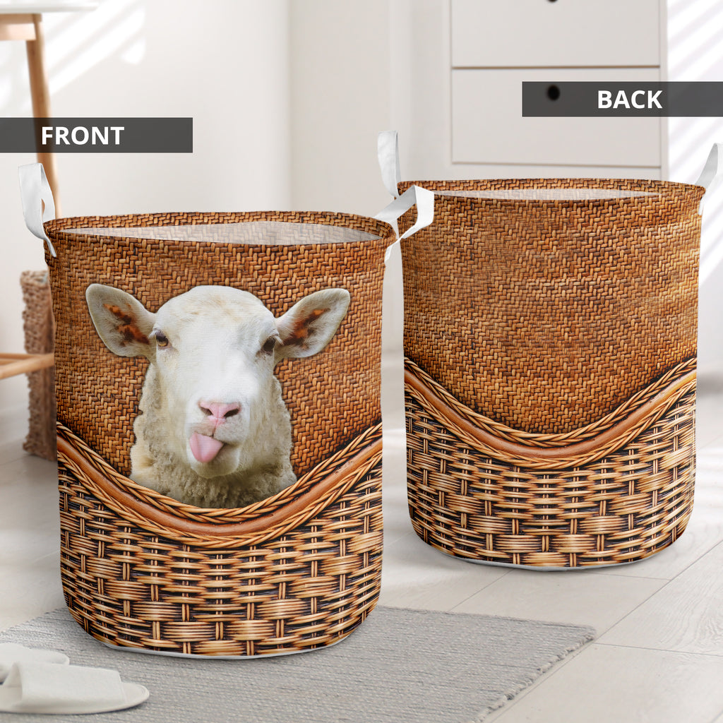 Sheep Rattan Texture Laundry Basket For Room Home Organizer