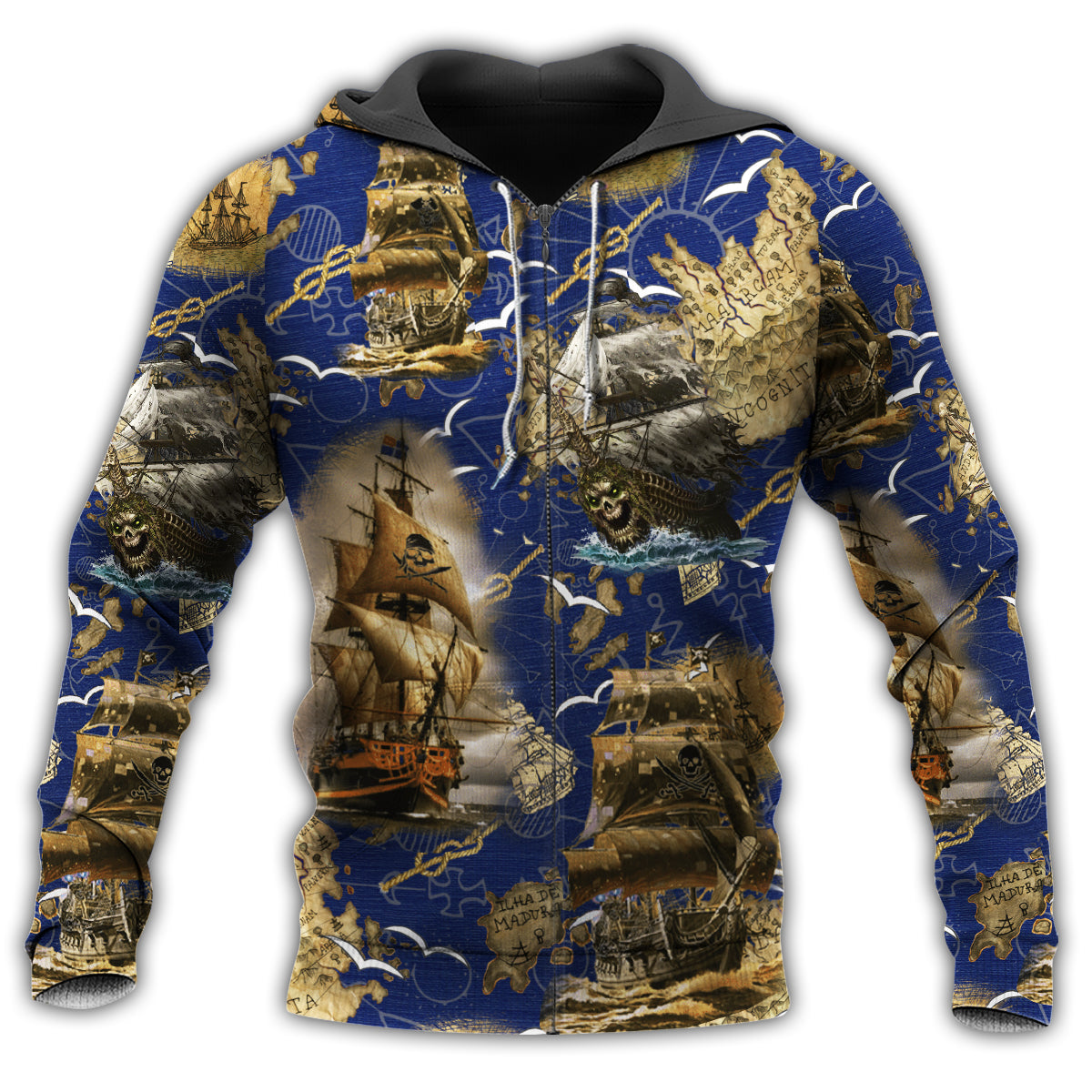 Pirate Ship Hoodie For Alternative Fashion Events And Relaxed Everyday Wear