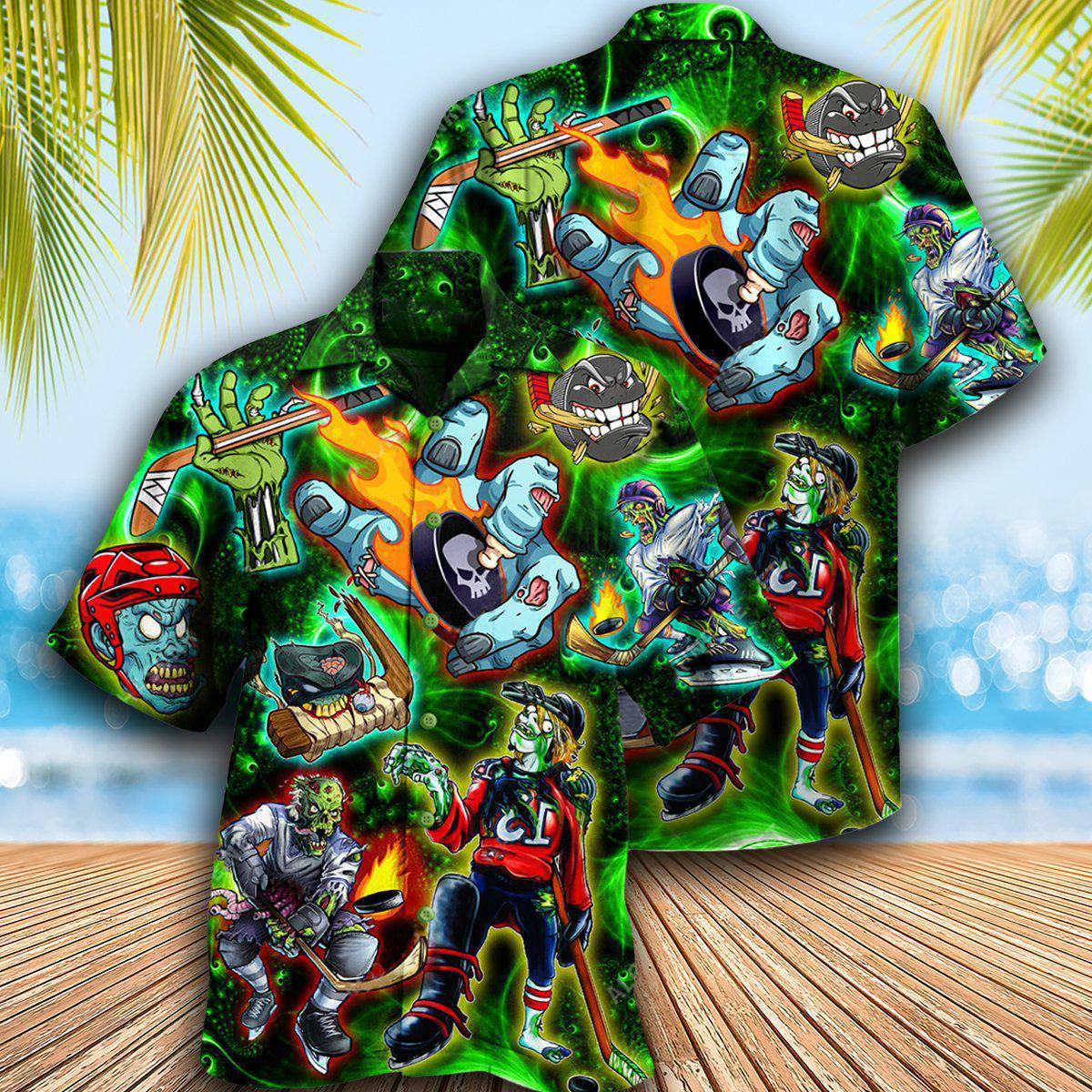 Ice Hockey Hawaiian Shirt With All Over Print For Island Trips Summer Gatherings And Comfortable Daily Wear