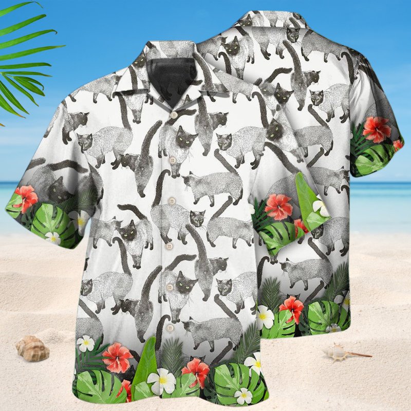 Tropical Siamese Cat Hawaiian Shirt For Beach Days, Summer Outings, And Thoughtful Gift Giving