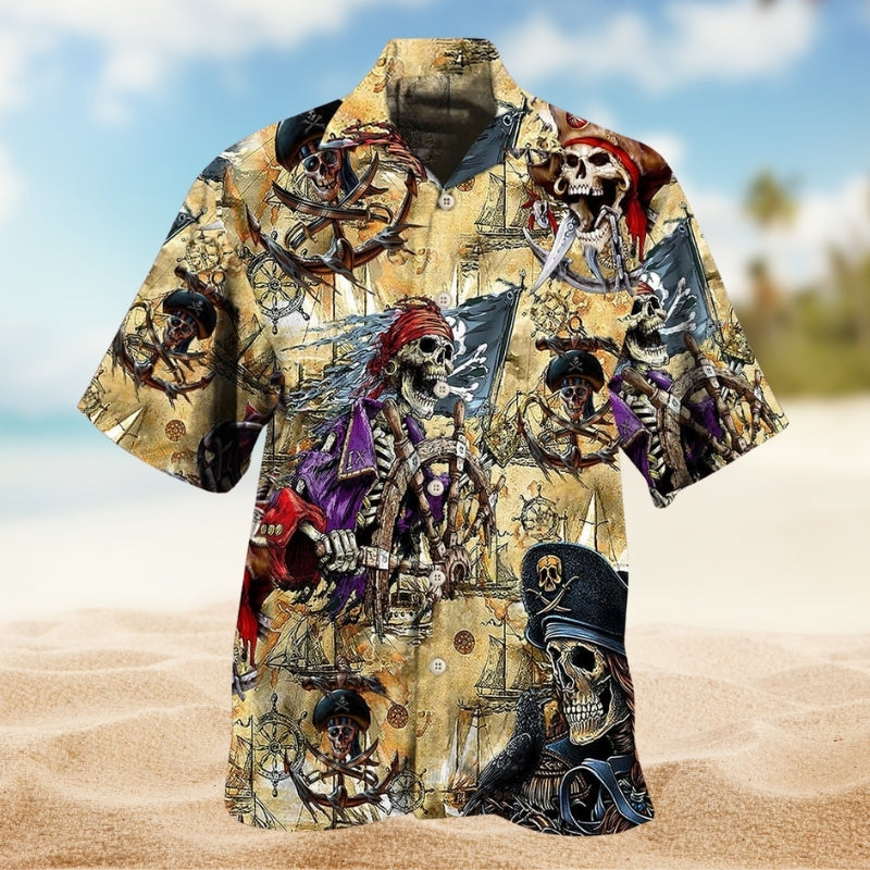Rebellious Skull Hawaiian Shirt For Coastal Travel, Casual Events, And Comfortable Summer Wear