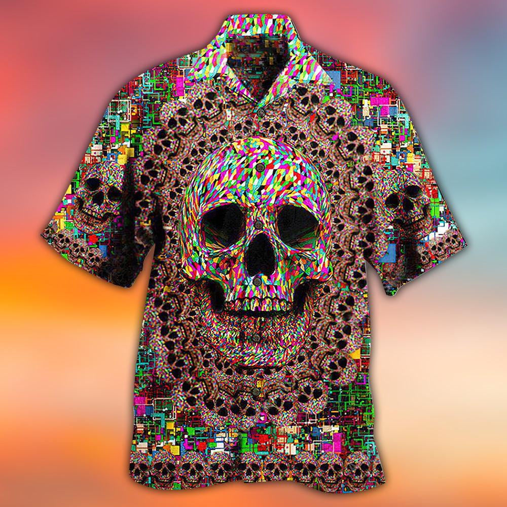 Cute Skull Hawaiian Shirt With Detailed Graphic For Tropical Holiday Resort Parties And Everyday Style