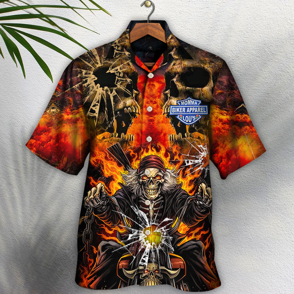 Skull Biker Hawaiian Shirt For Beach Parties And Weekend Getaways