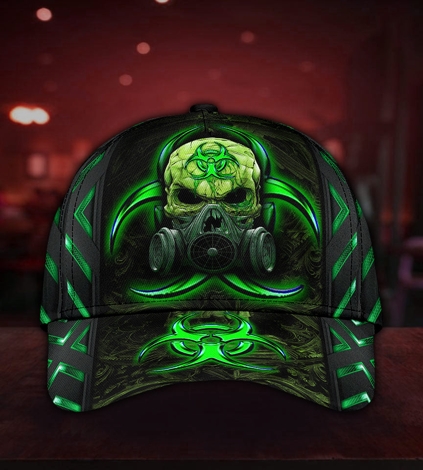 Skull Biohazard Mask Green Classic Cap For Outdoor Adventures Festivals And Casual Wear