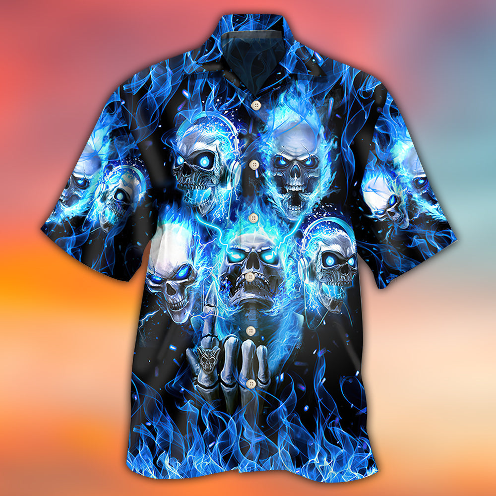 Blue Skull Hawaiian Shirt For Resort Travel Summer Outings And Casual Gatherings And Resort Style