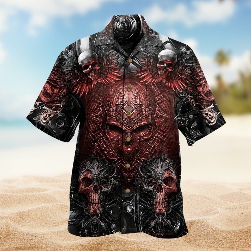Dark Skull Hawaiian Shirt For Mythic Art Lovers, Coastal Outings, And Thoughtful Gift Giving