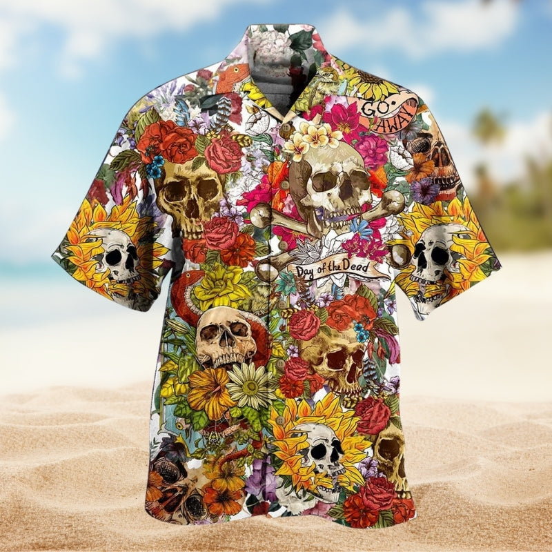 Floral Skull Hawaiian Shirt For Fantasy Fans, Resort Trips, And Imaginative Summer Style