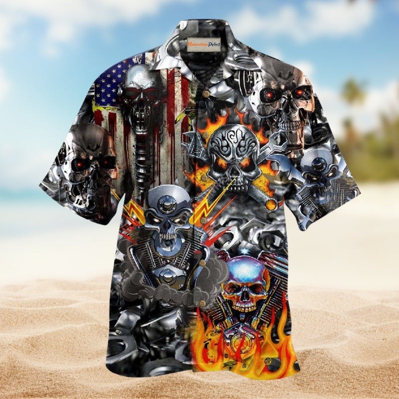 Unbreakable Skull Hawaiian Shirt For Festival Outings Resort Trips And Distinctive Warm Weather Wear