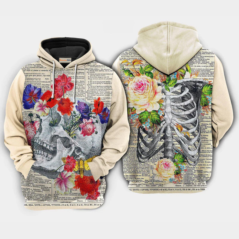 Skull Flowers Love Hoodie For Dark Art Enthusiasts Weekend Outings And Thoughtful Gifting
