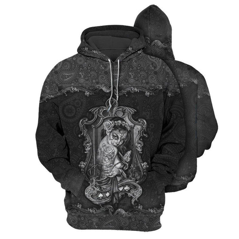 Skull Girl Loves Tattoo Hoodie For Bold Casual Looks Travel Days And Comfortable Style