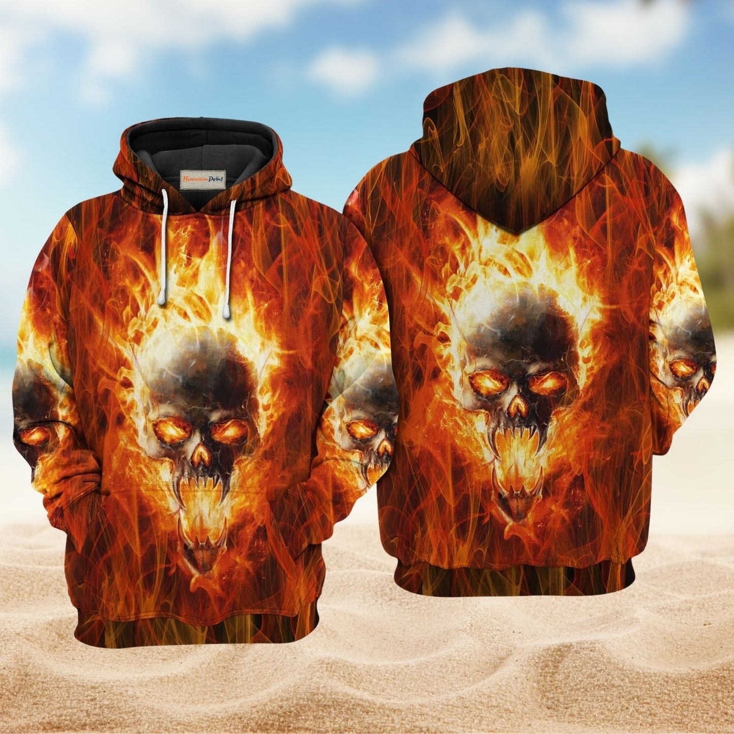 Skull Hot Fire Energy Hoodie For Gothic Art Lovers Daily Wear And Weekend Adventures